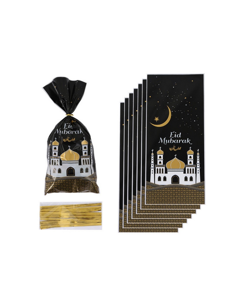 Pochette cadeau ou confiserie lune et mosquée noir