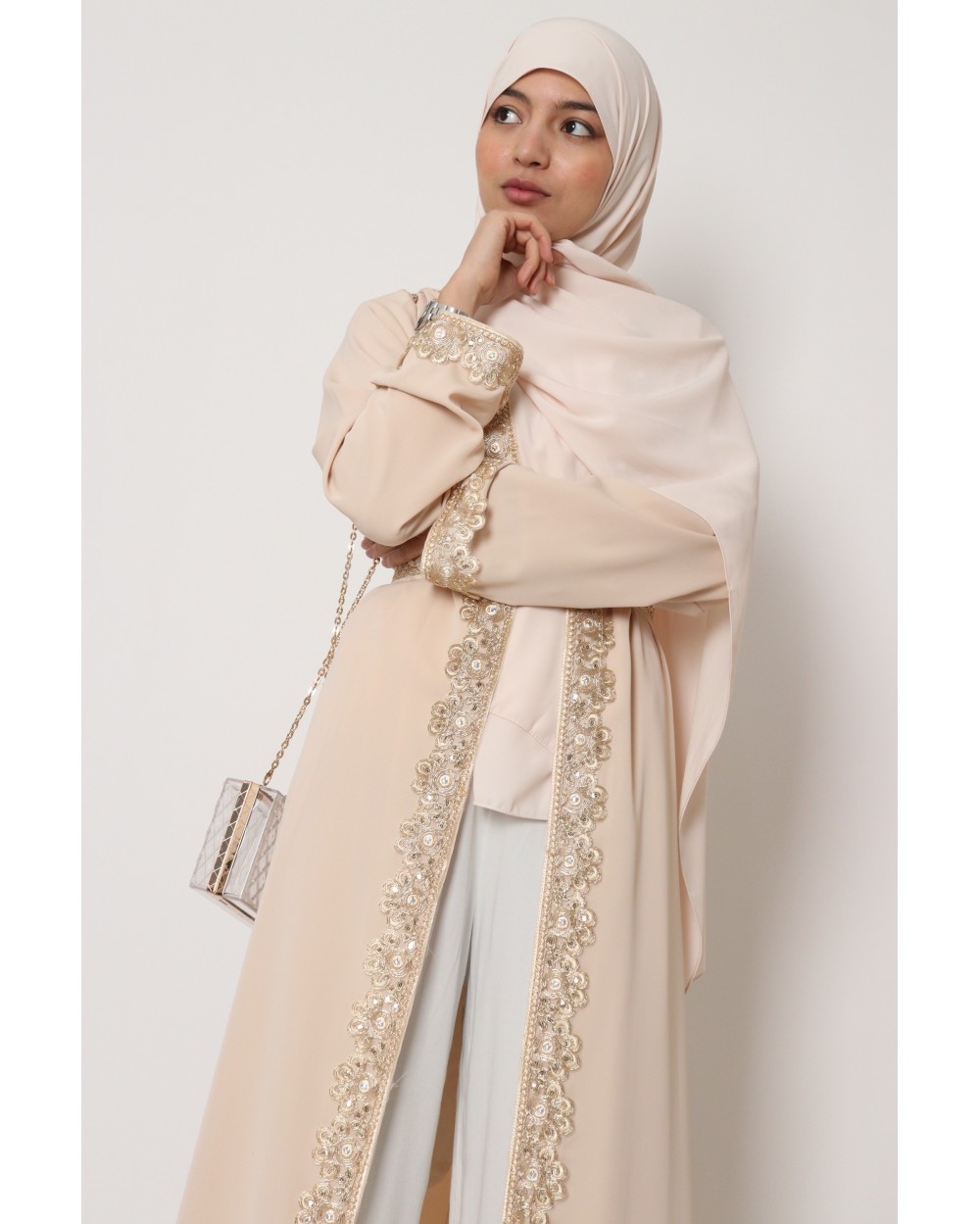 Clothing shop Medina silk lace kaftan kimono for muslim women Size L