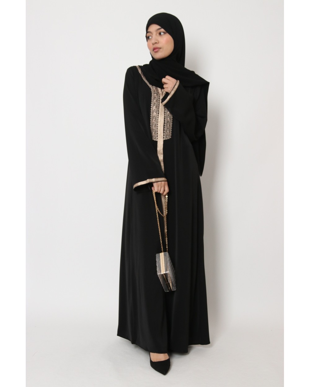 Robe longue Abaya broderie chic orientale