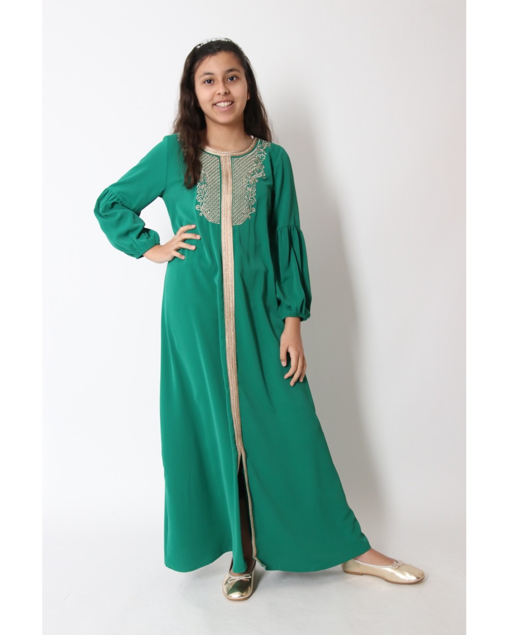 Marwa abaya gold embroidery plastron Binti