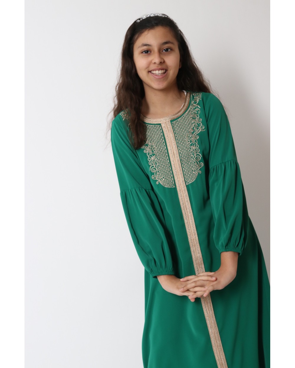 Marwa abaya gold embroidery plastron Binti