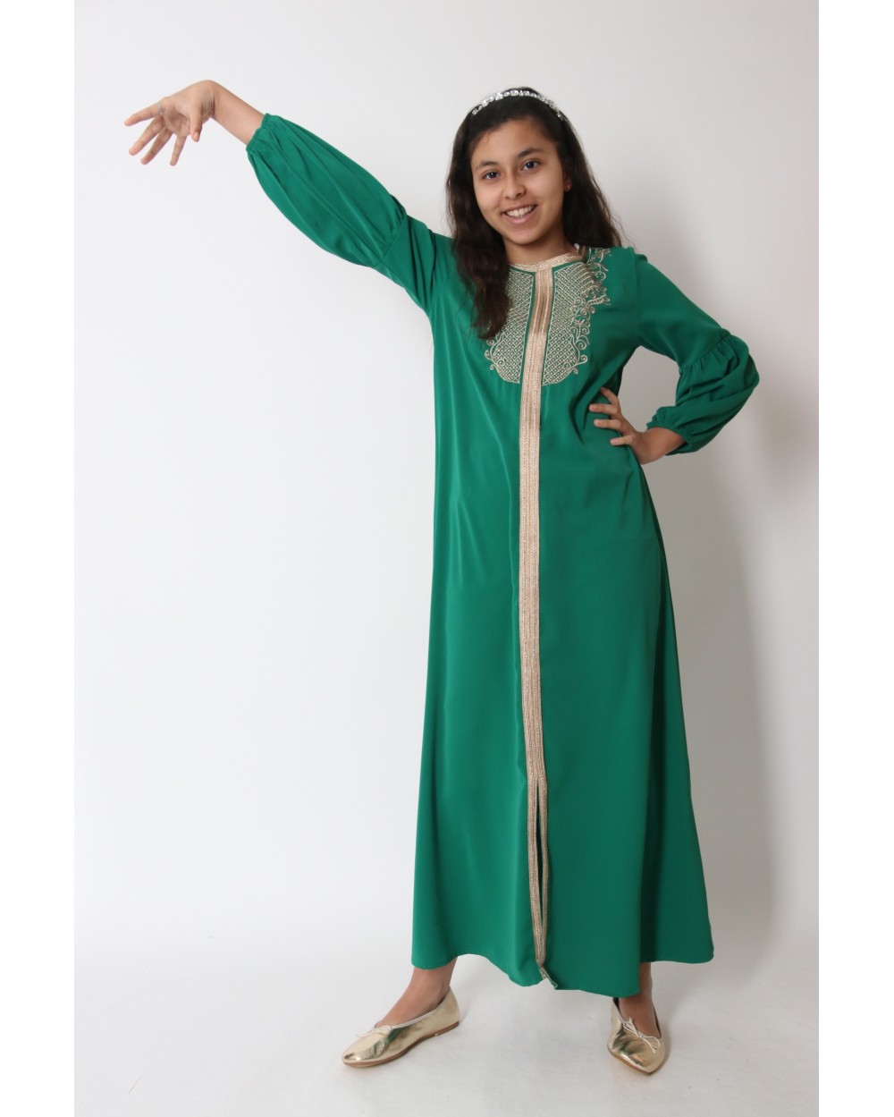 Marwa abaya gold embroidery plastron Binti