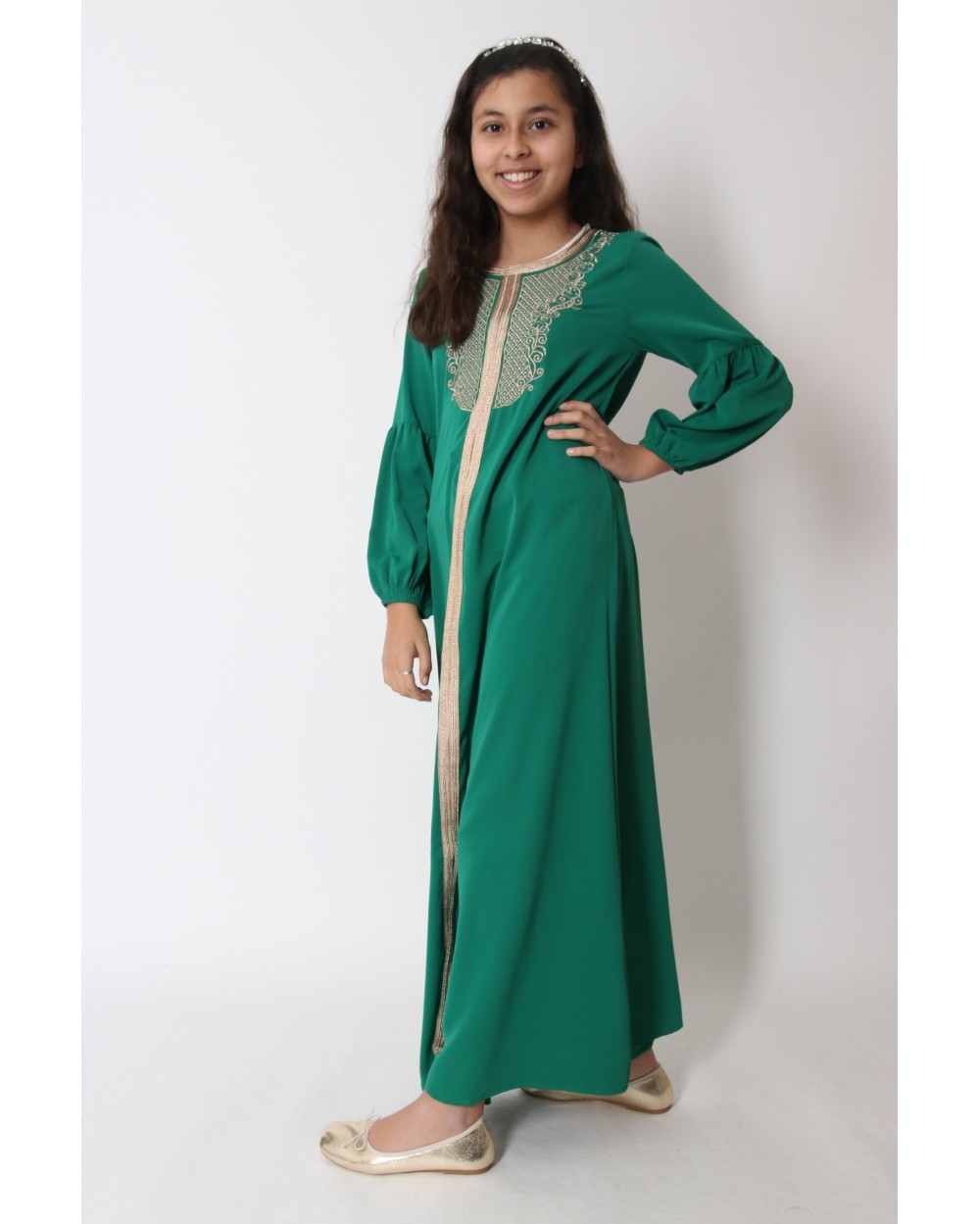 Marwa abaya gold embroidery plastron Binti