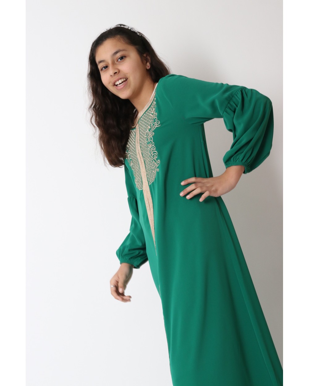 Marwa abaya gold embroidery plastron Binti