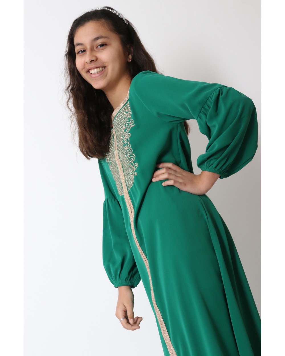 Marwa abaya gold embroidery plastron Binti