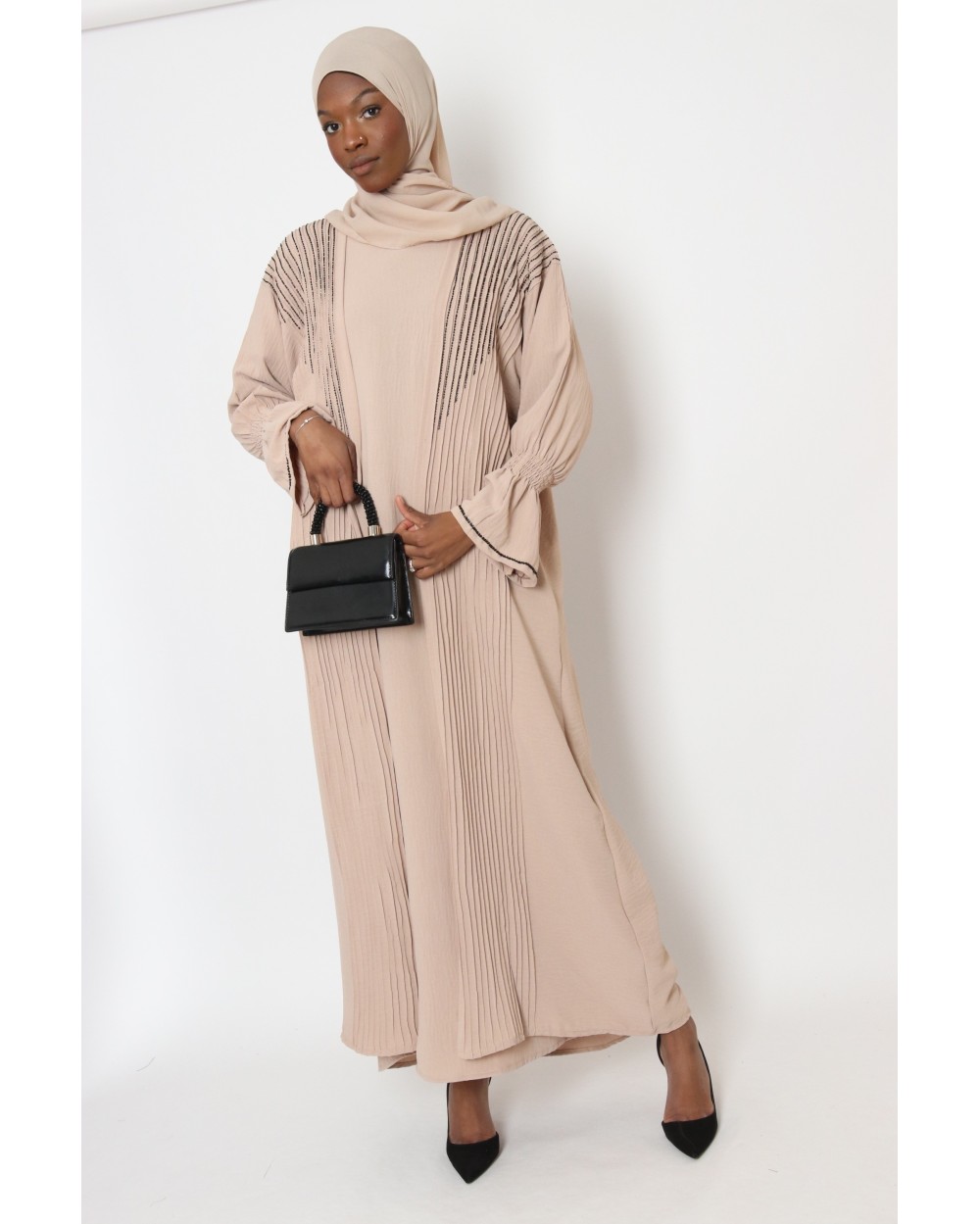 Dubai beaded kimono set with short sleeve dress