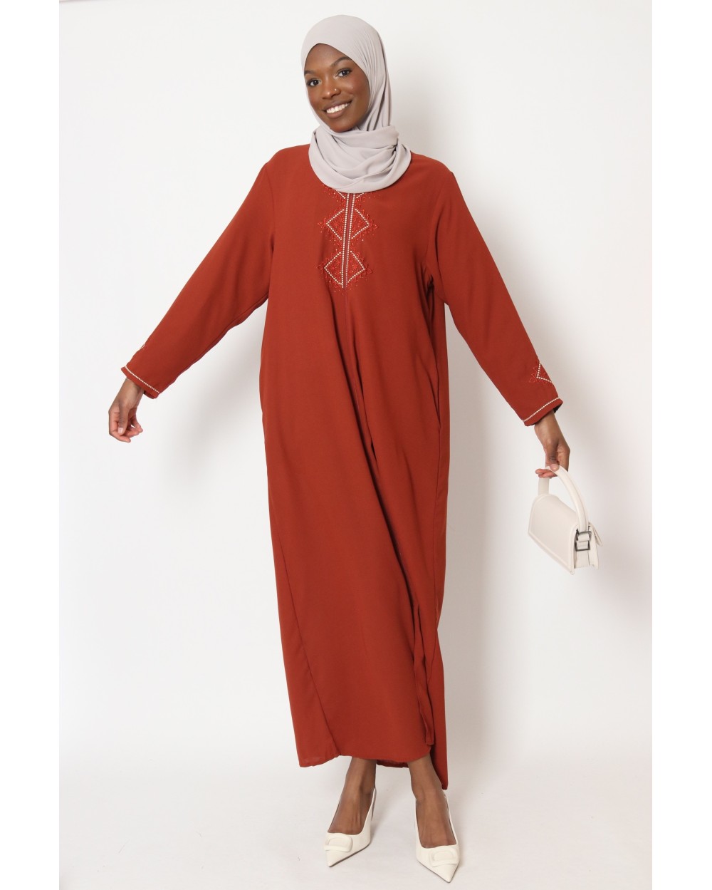 Abaya with zipper Sultana embroidery