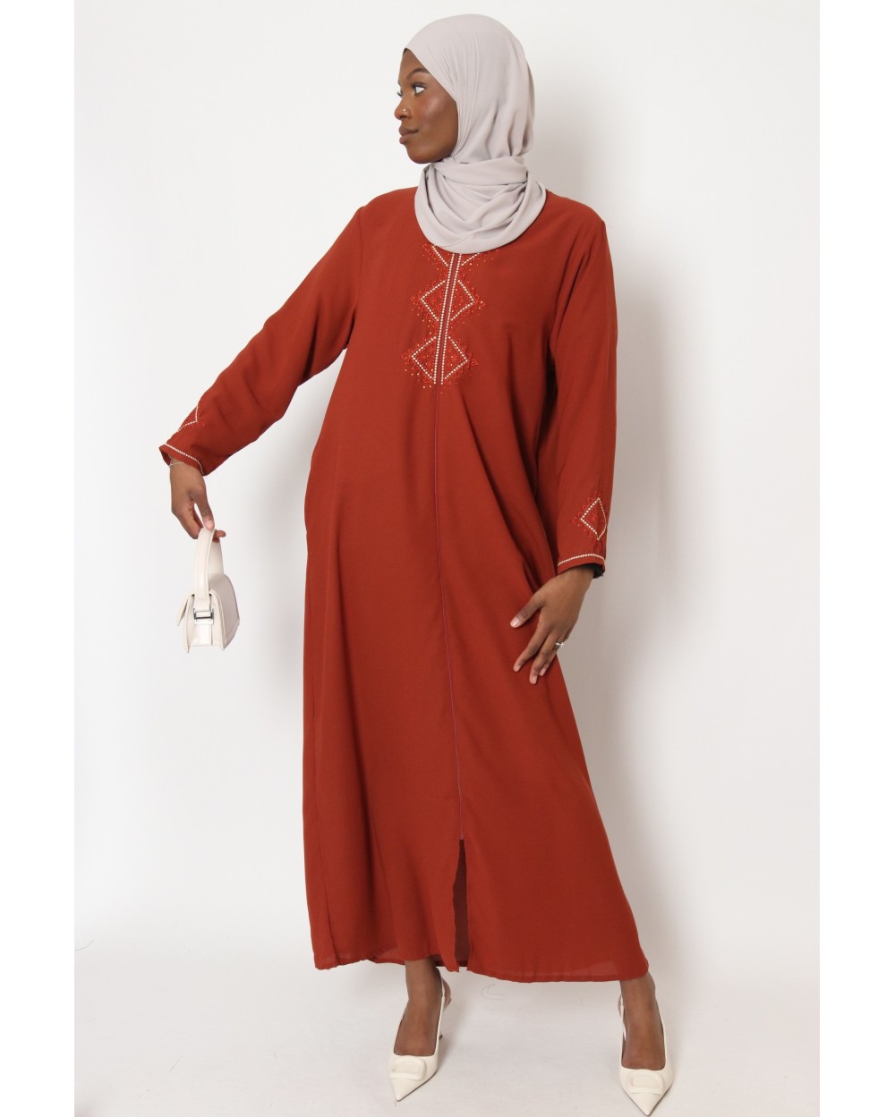 Abaya with zipper Sultana embroidery