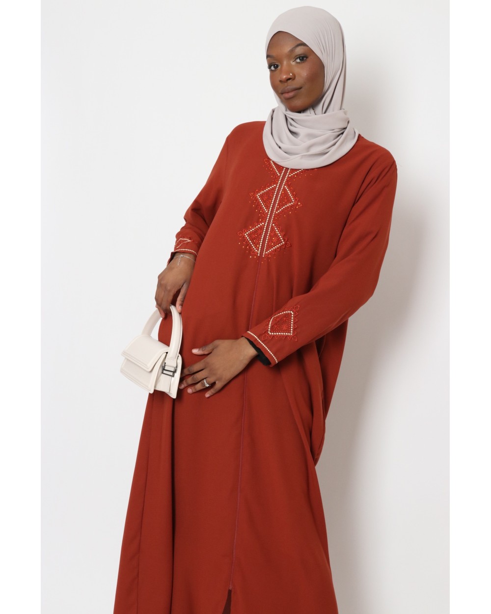 Abaya with zipper Sultana embroidery
