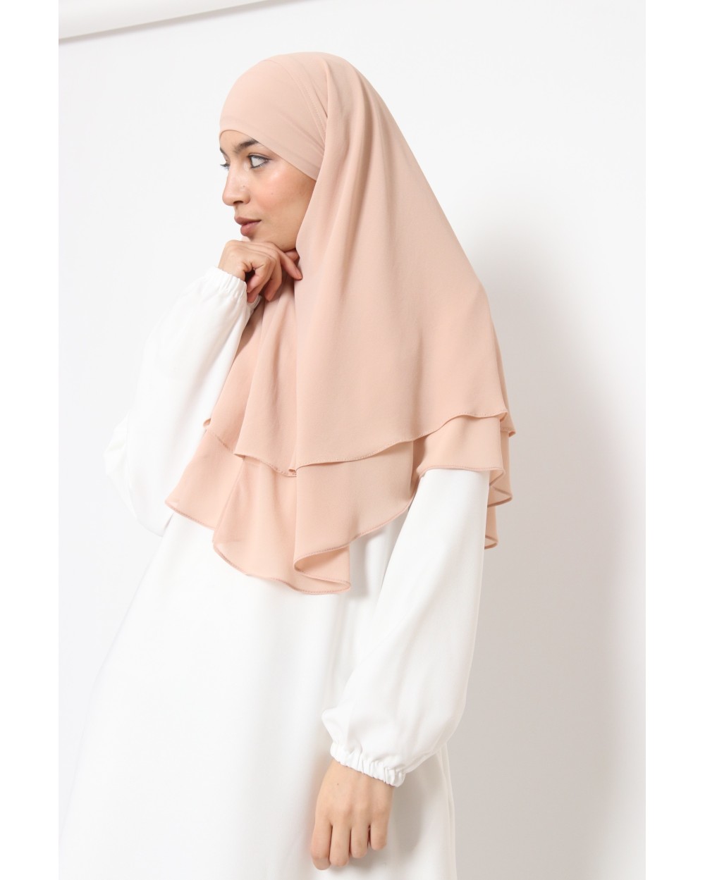 Khimar 2 voiles mousseline à nouer