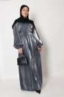 Robe métallisée manches bouffantes