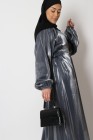 Robe métallisée manches bouffantes
