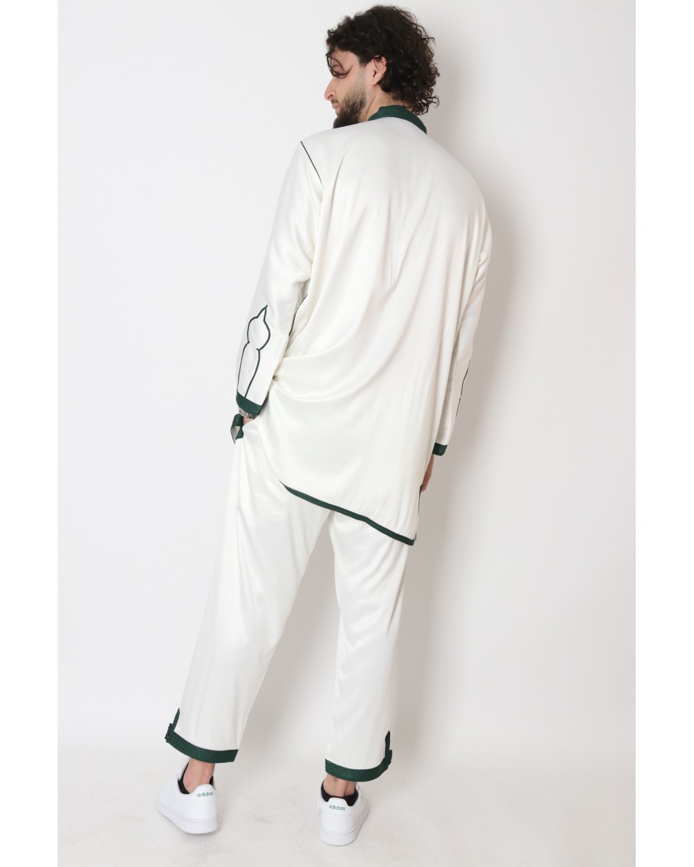 Jabador Moroccan man White / Bottle green
