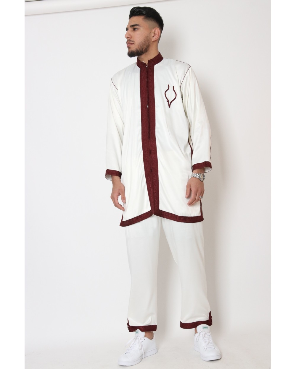 Jabador Moroccan man White / Burgundy