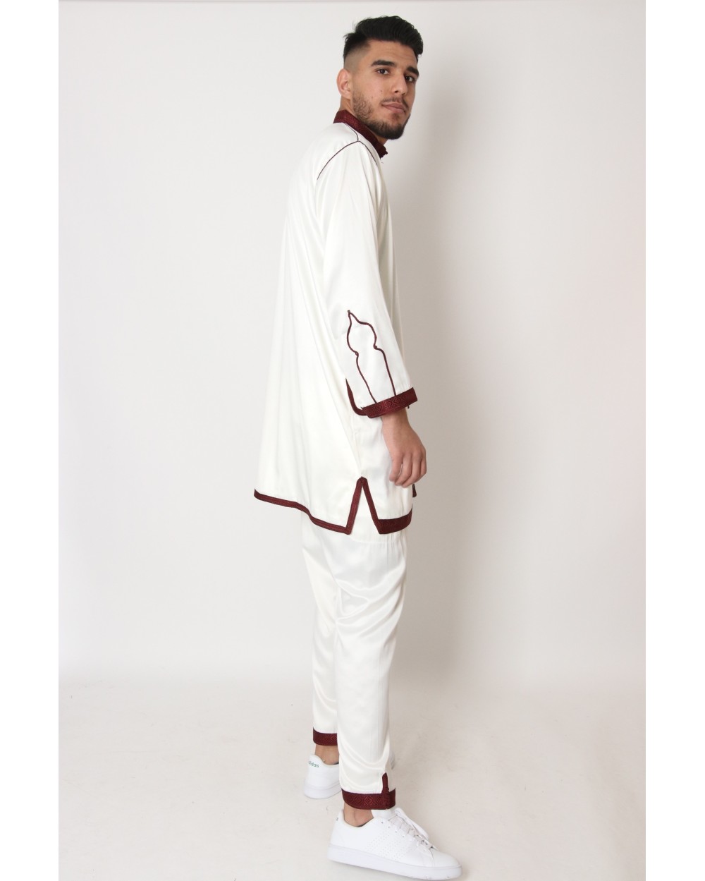 Jabador Moroccan man White / Burgundy