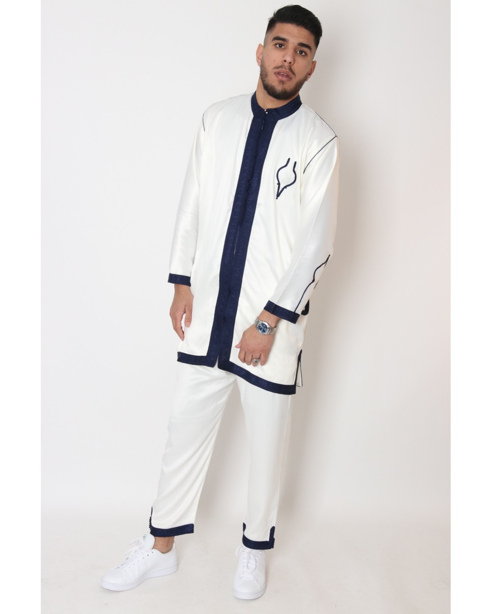 Jabador homme marocain Blanc / Marine