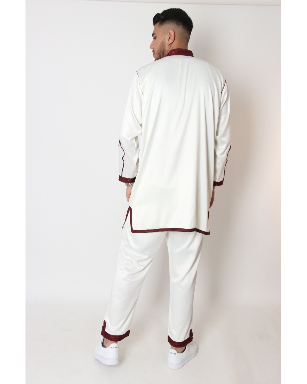 Jabador Moroccan man White / Burgundy