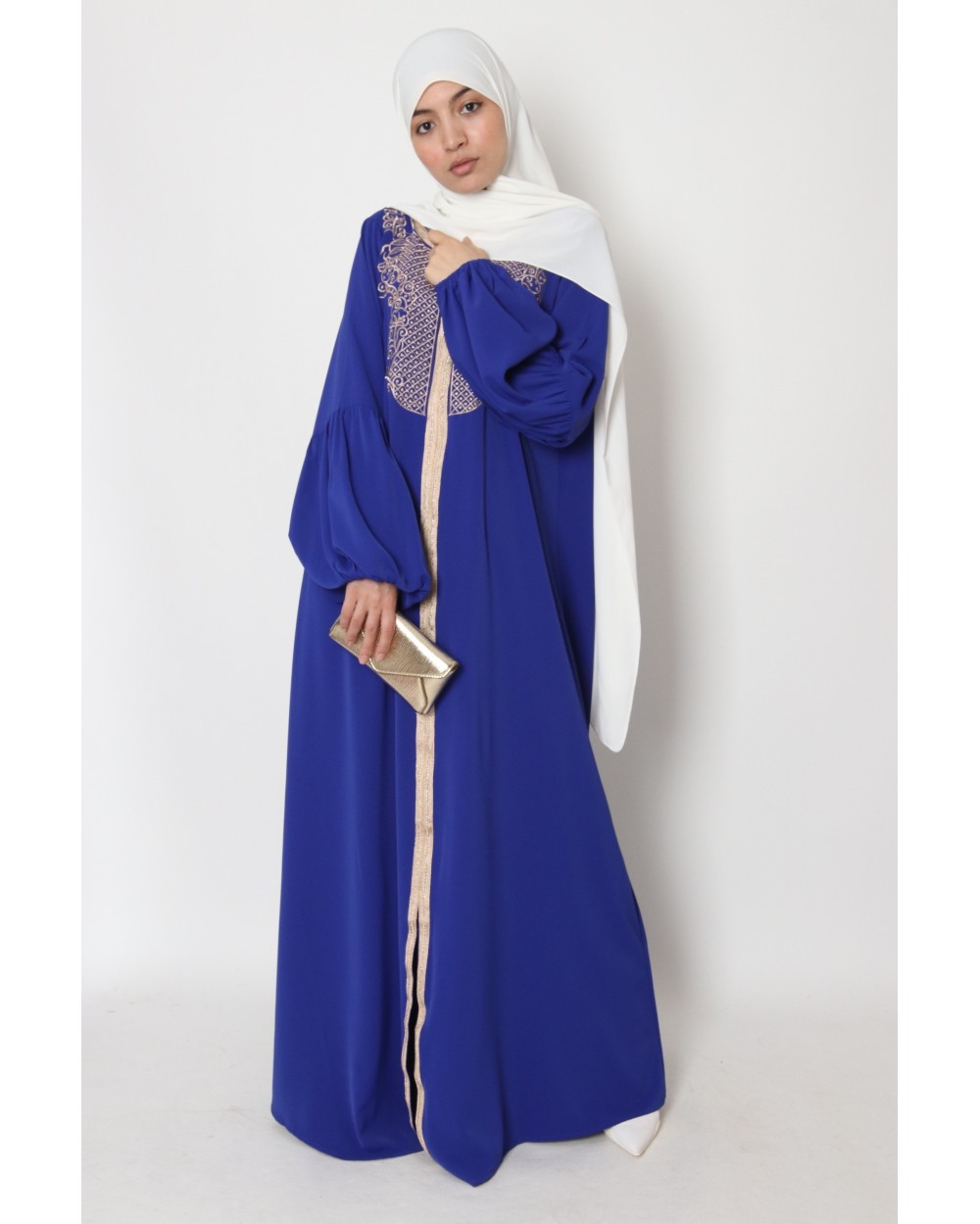 Abaya Marwa gold embroidery Oumi plastron