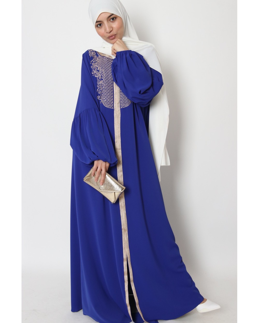 Abaya Marwa gold embroidery Oumi plastron