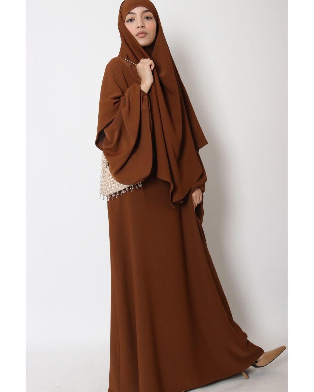 Ensemble Nouheila abaya manche bouffante khimar