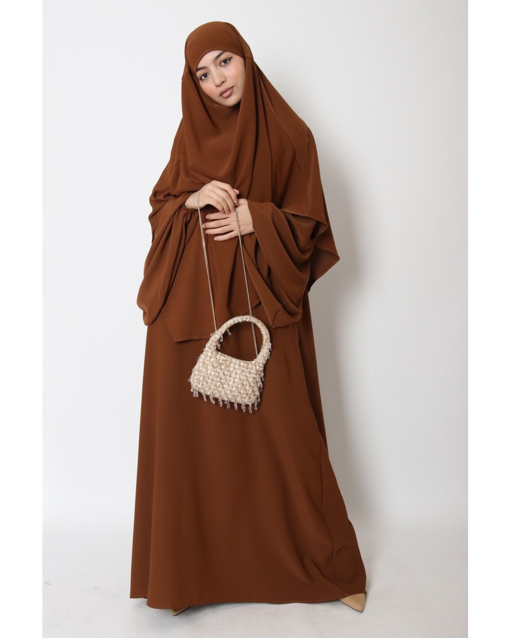 Ensemble Nouheila abaya manche bouffante khimar
