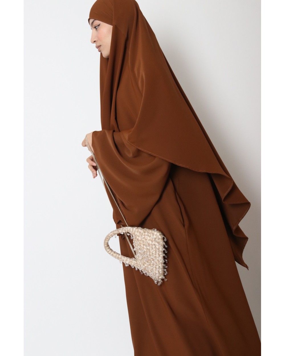 Ensemble Nouheila abaya manche bouffante khimar