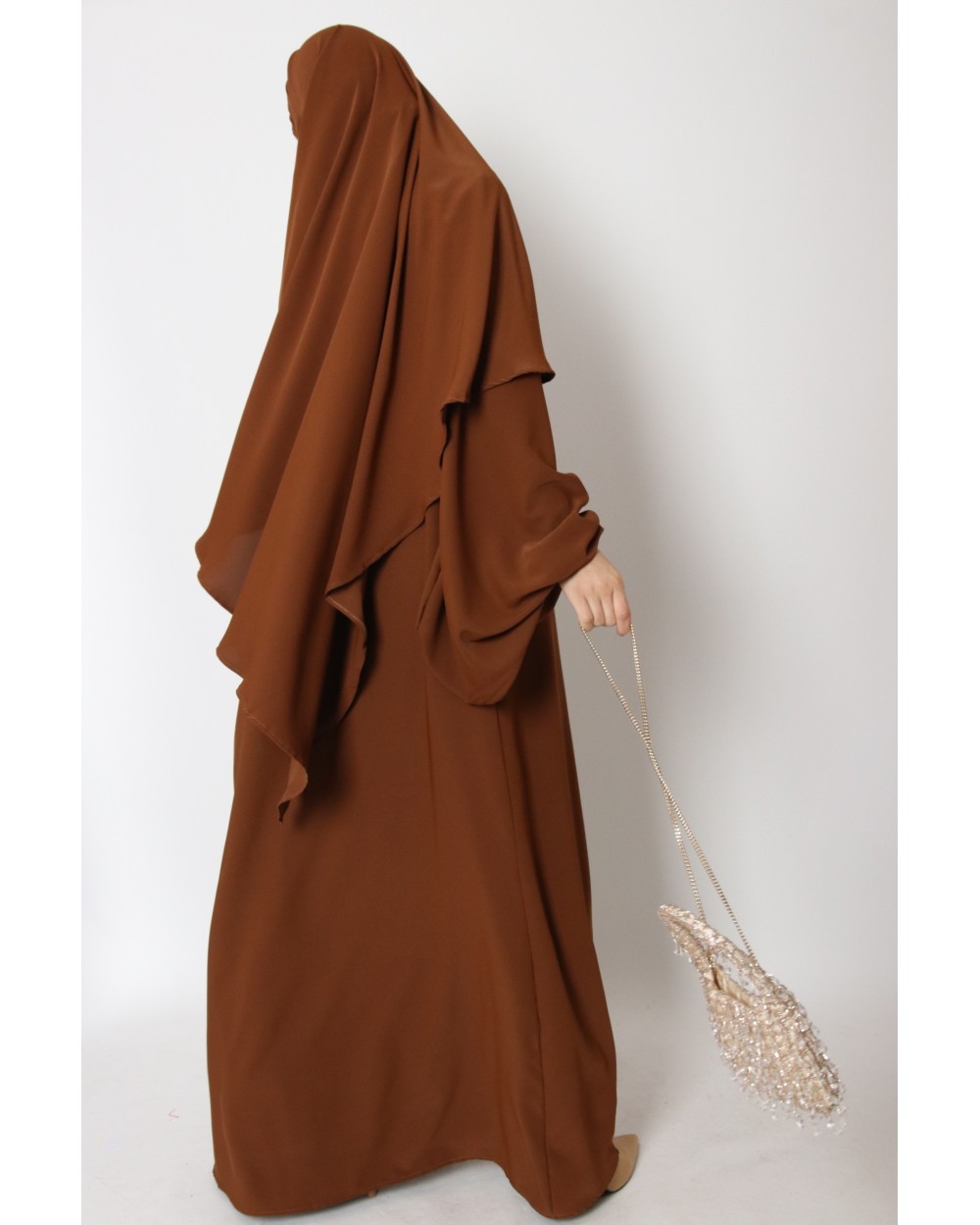 Ensemble Nouheila abaya manche bouffante khimar