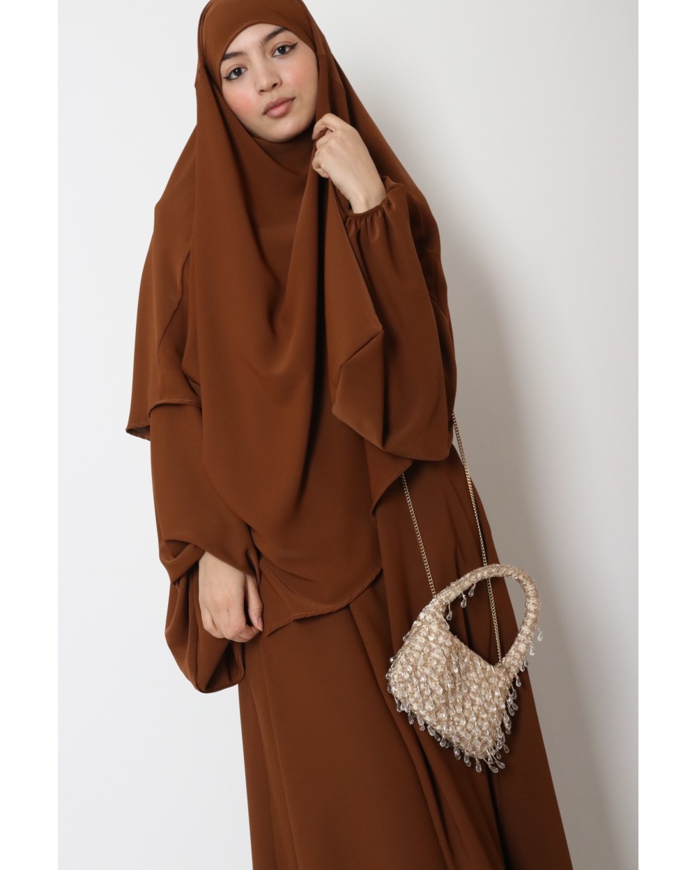 Ensemble Nouheila abaya manche bouffante khimar