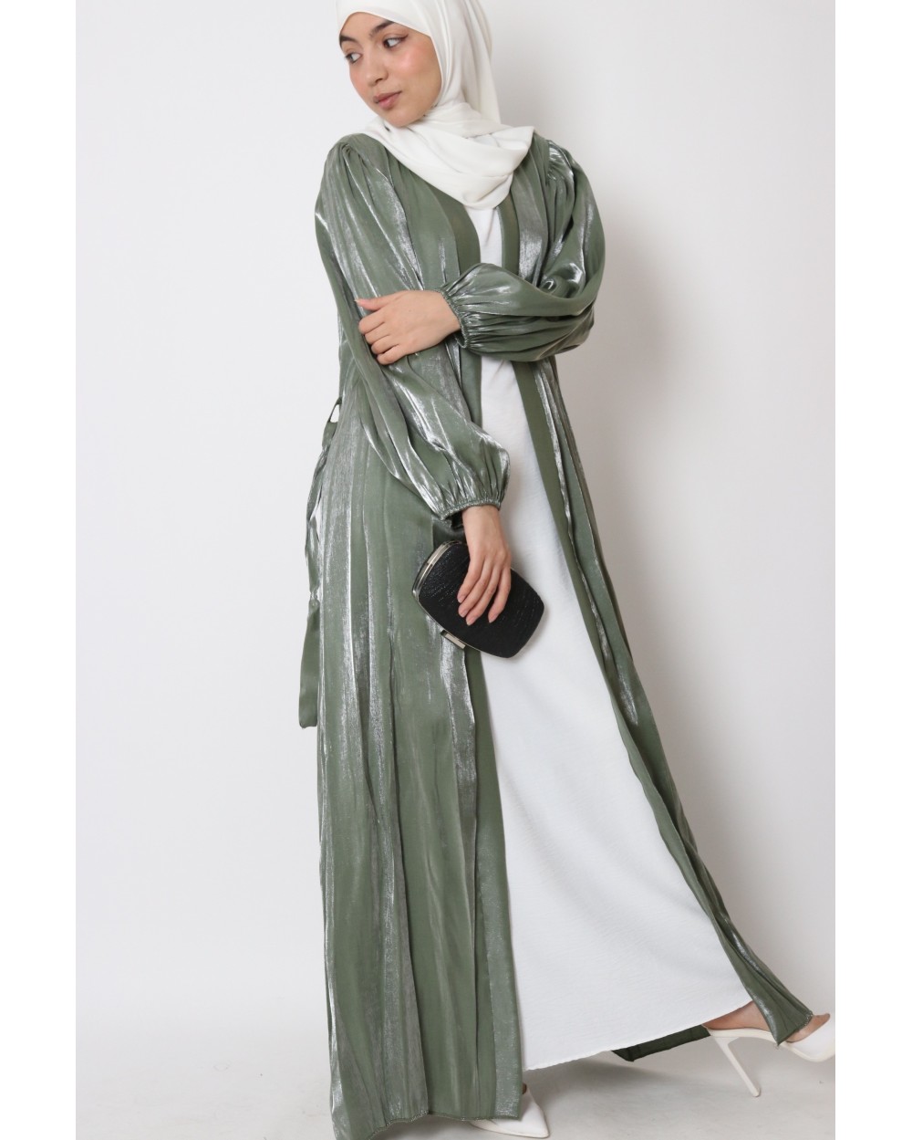 Kimono manches bouffantes satiné