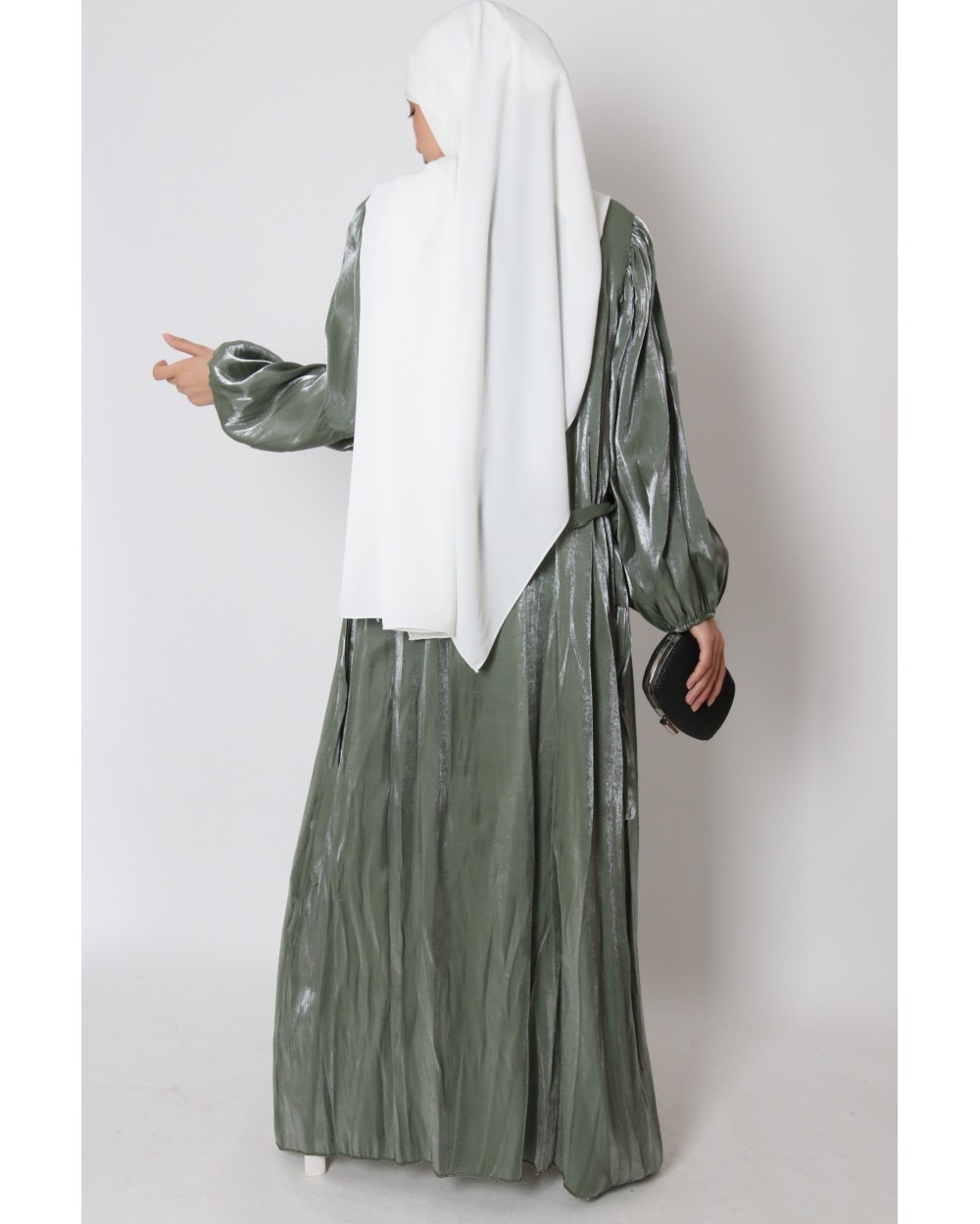 Satin puff sleeve kimono