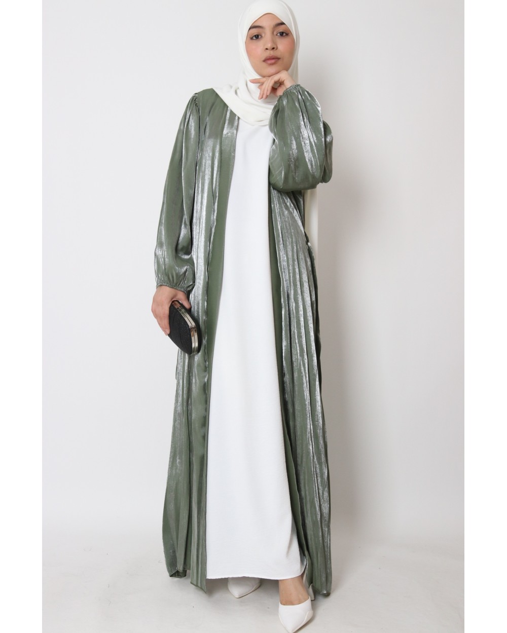 Kimono manches bouffantes satiné