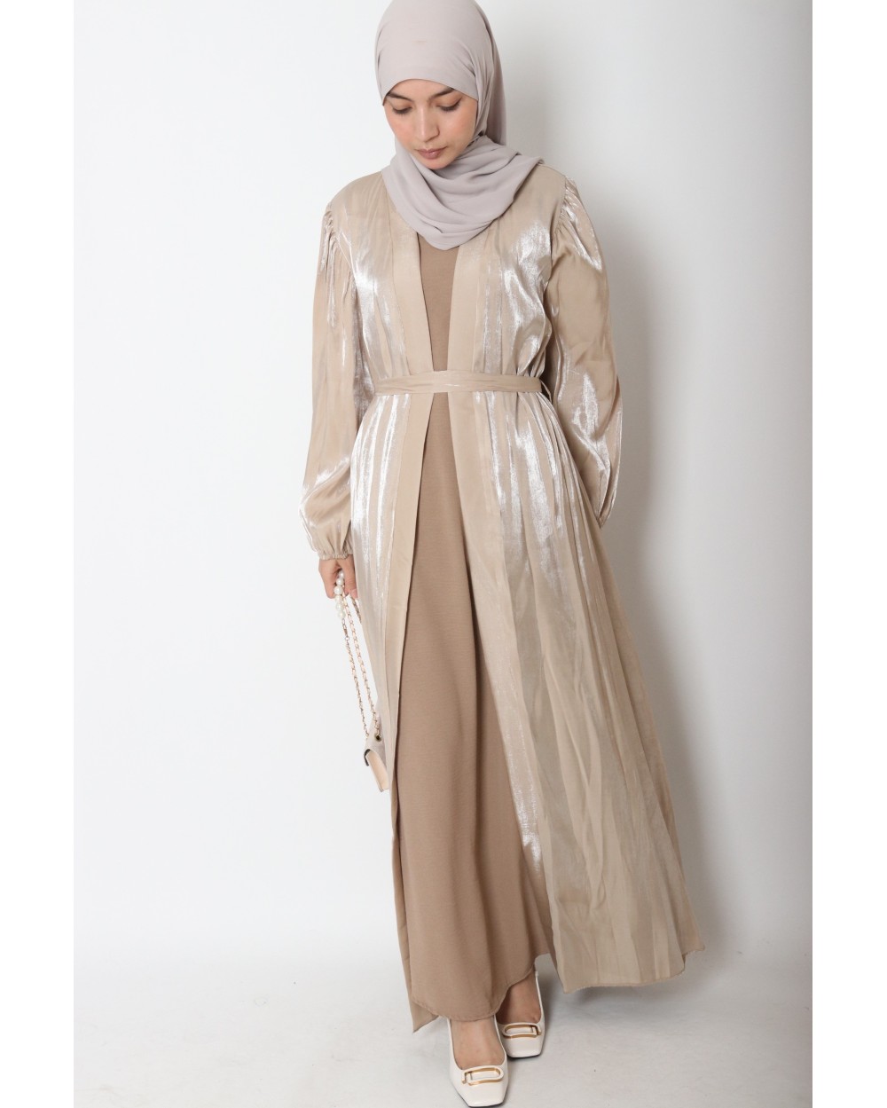 Satin puff sleeve kimono