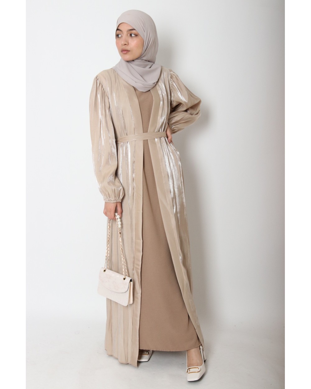 Satin puff sleeve kimono