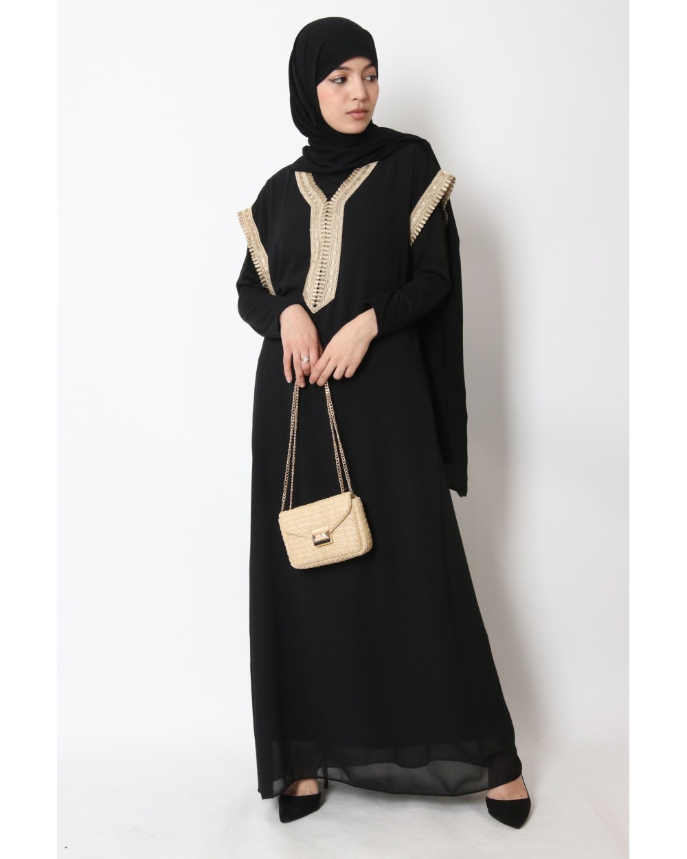 Sous robe en mousseline avec broderie et ceinture