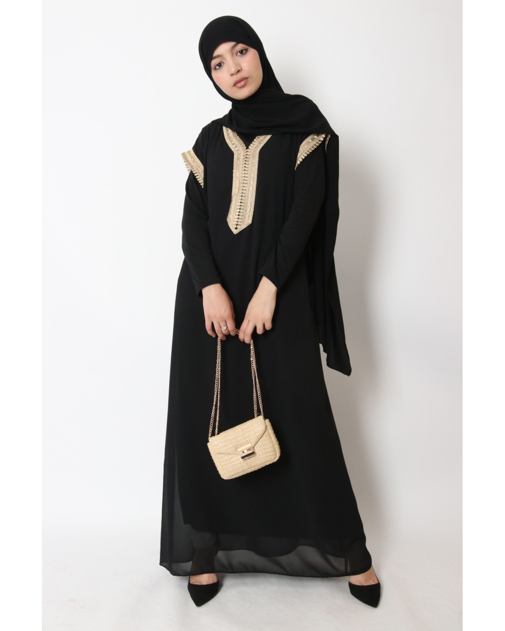 Sous robe en mousseline avec broderie et ceinture