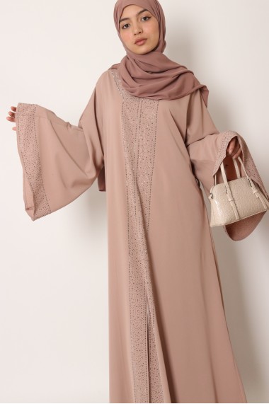 Long abaya with rhinestone...