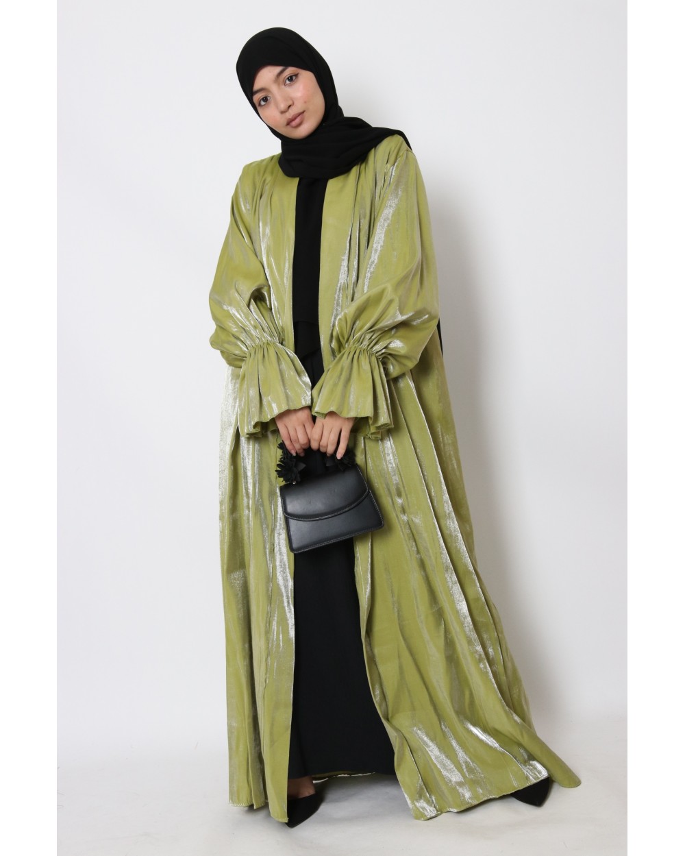 Kimono satiné manches volant