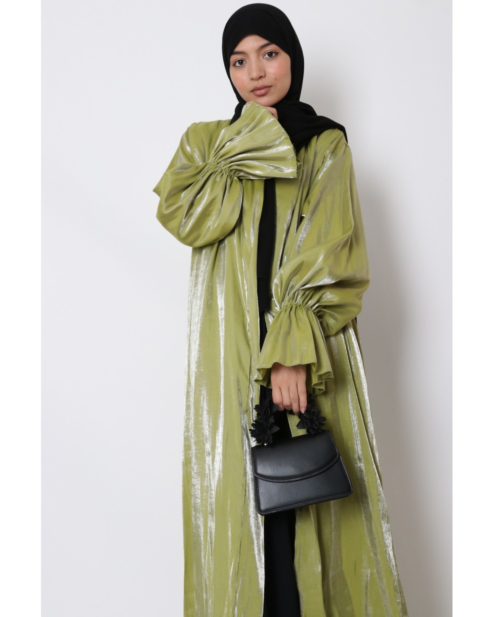 Kimono satiné manches volant