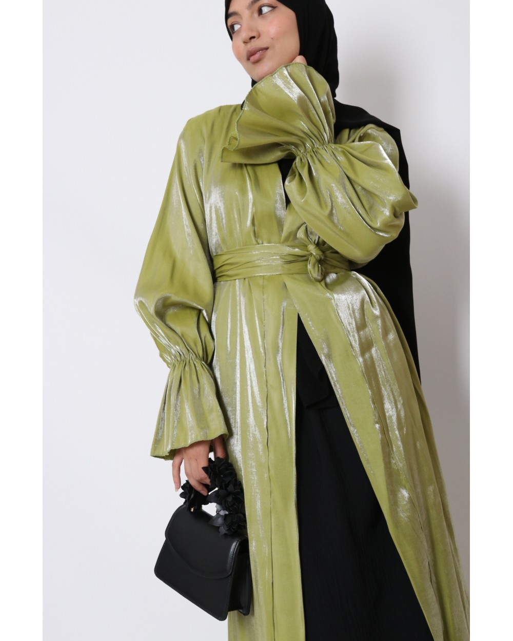 Kimono satiné manches volant