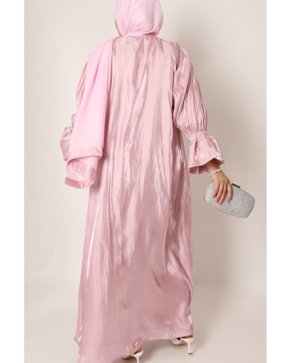 Ensemble robe kimono satiné perlé