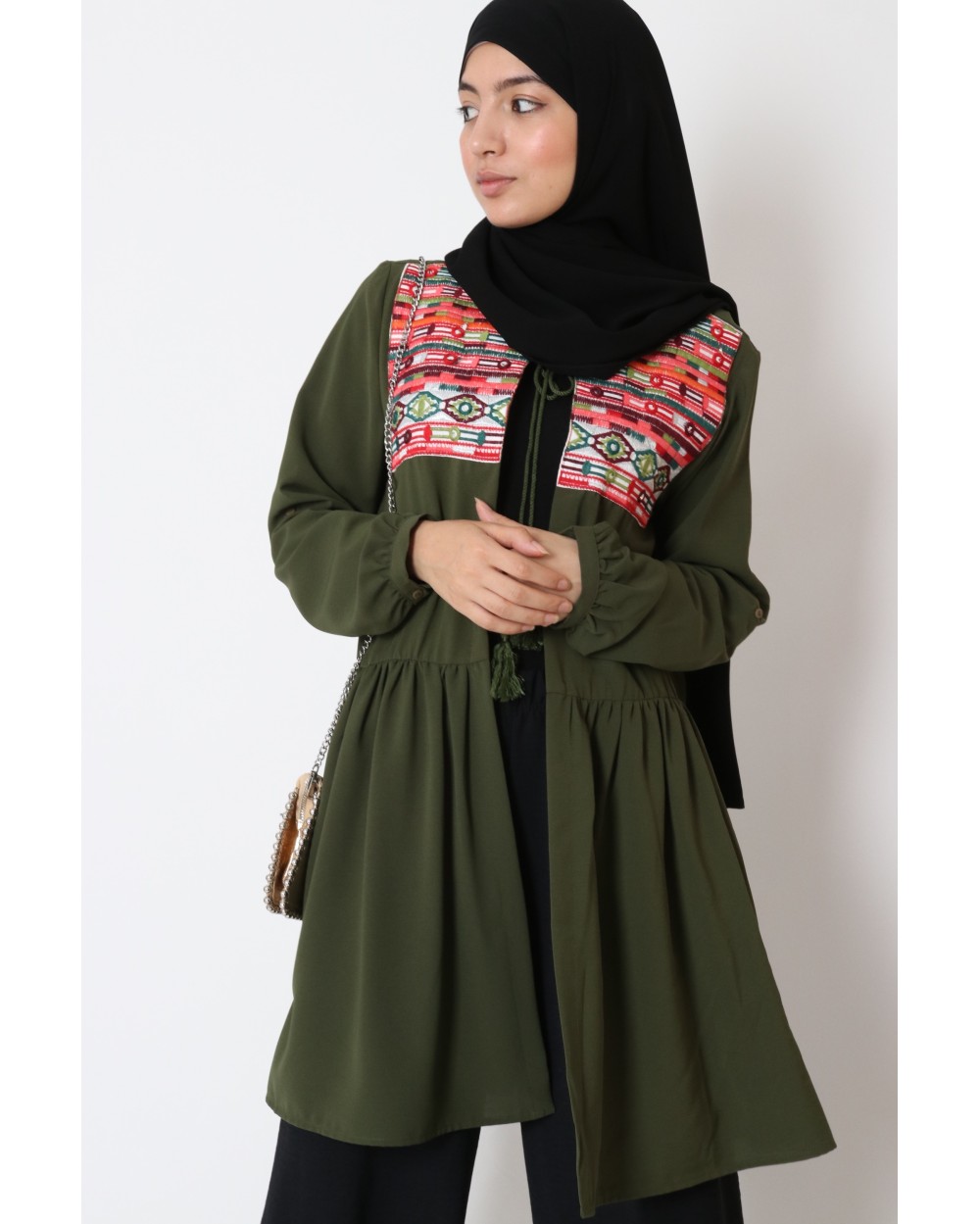 Kimono Bohème boléro mi-long avec pompons