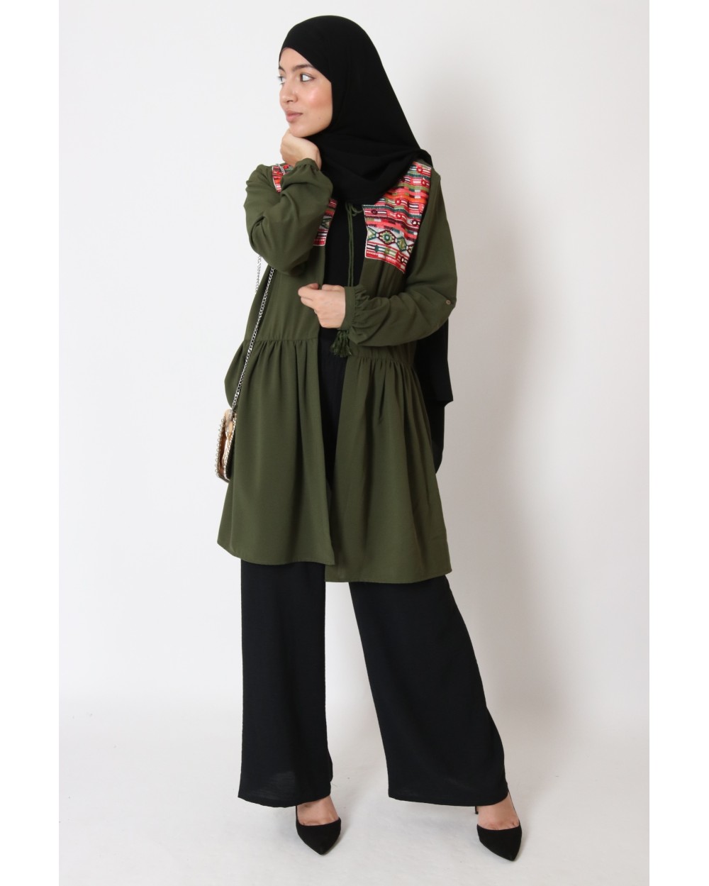 Kimono Bohème boléro mi-long avec pompons