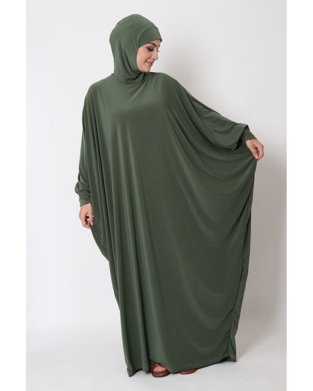 Integrated hooded butterfly abaya