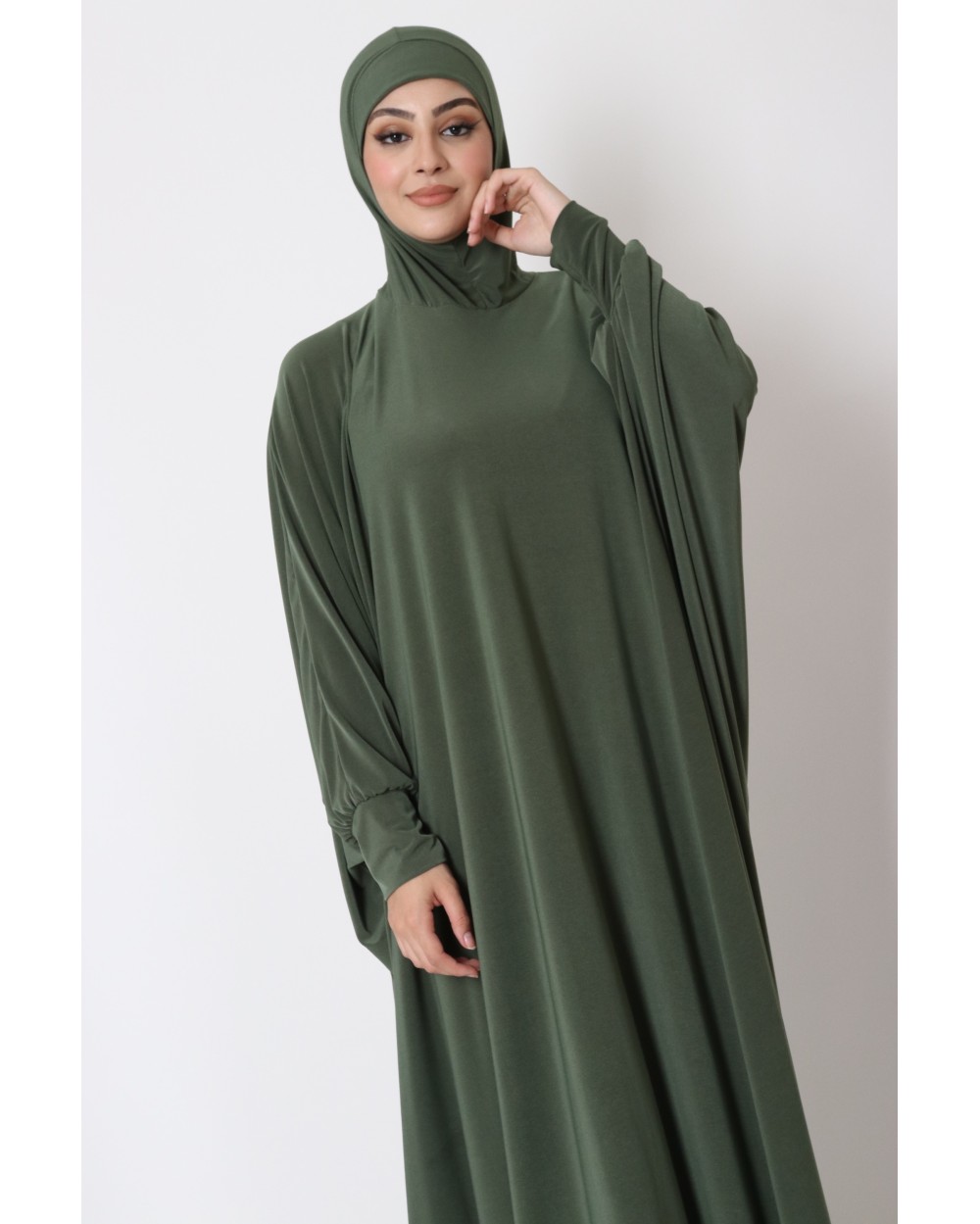 Integrated hooded butterfly abaya