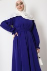V-neck dress with buttons and ruffled sleeves