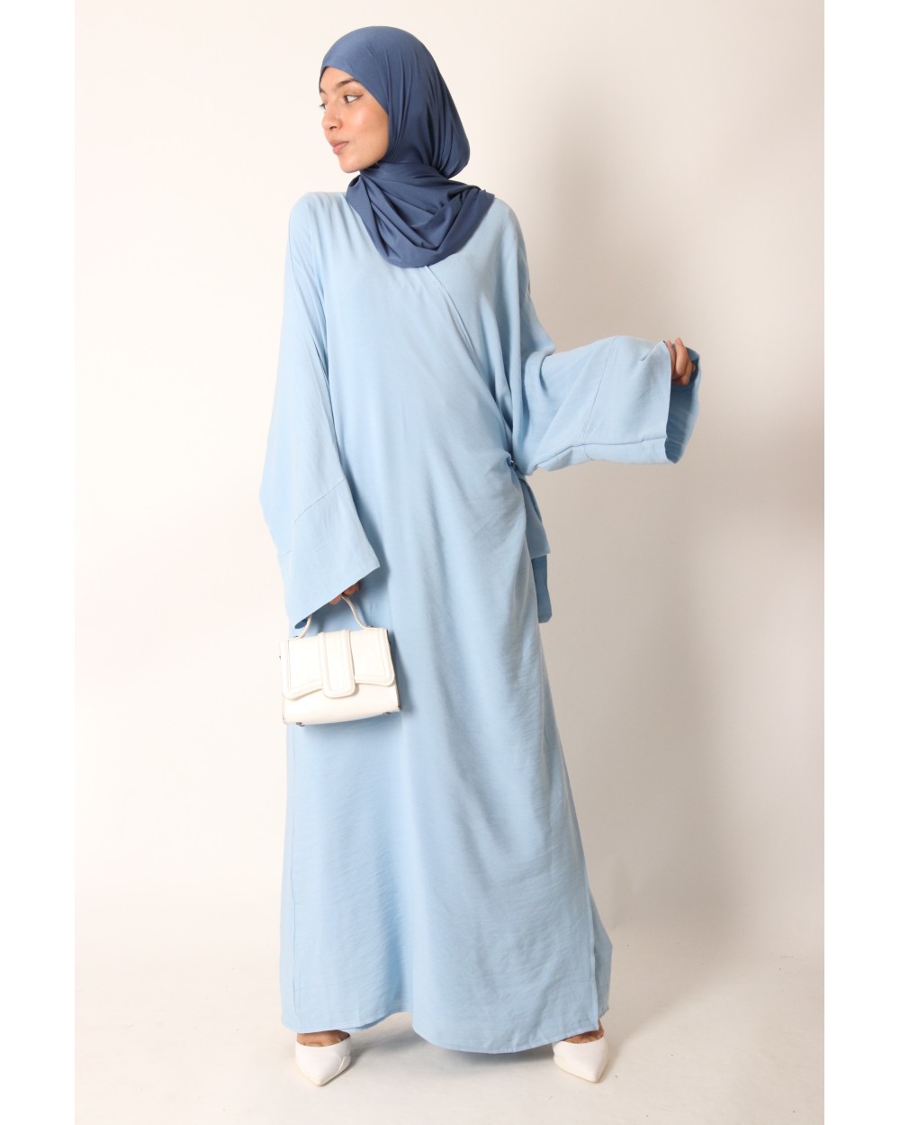 Linen wrap kimono dress