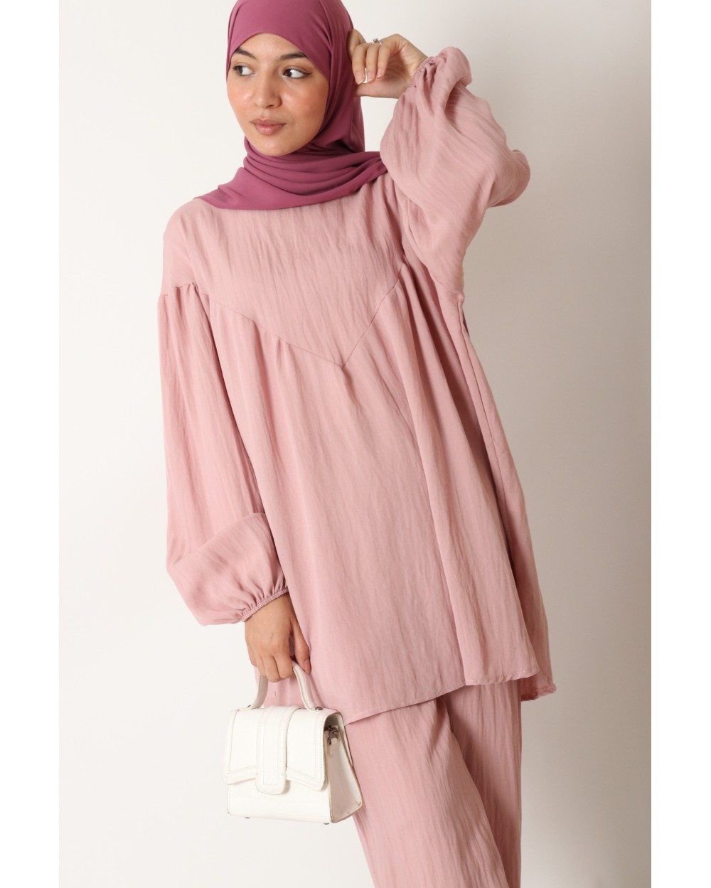 Puff sleeve linen effect set