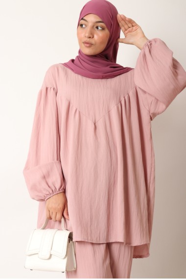 Puff sleeve linen effect set