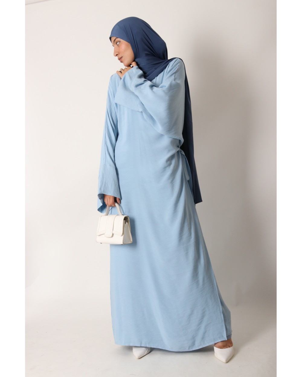 Linen wrap kimono dress