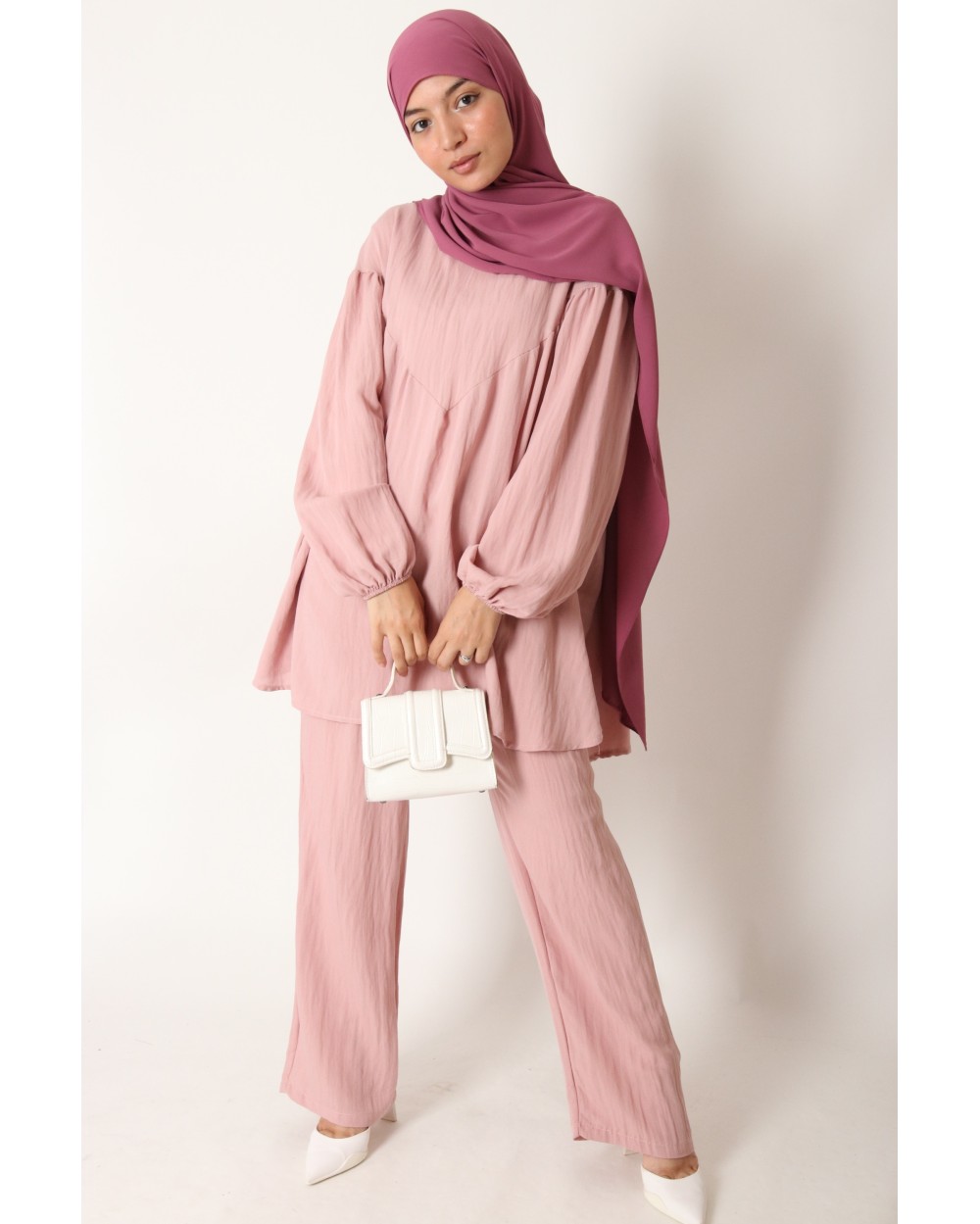 Puff sleeve linen effect set